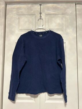GAP Men's Long-Sleeve Crewneck Top - Navy Blue